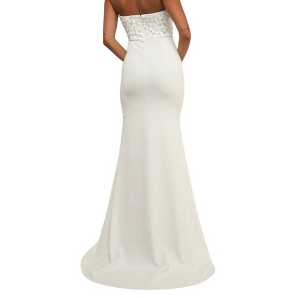 LULUS White Strapless‎ Embellished Gown S | Bridal Formal Maxi Dress NWOT - Picture 7 of 10